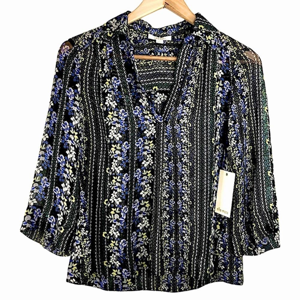 NWT Ella Moss Sheer Floral Silk Shirt sz XS